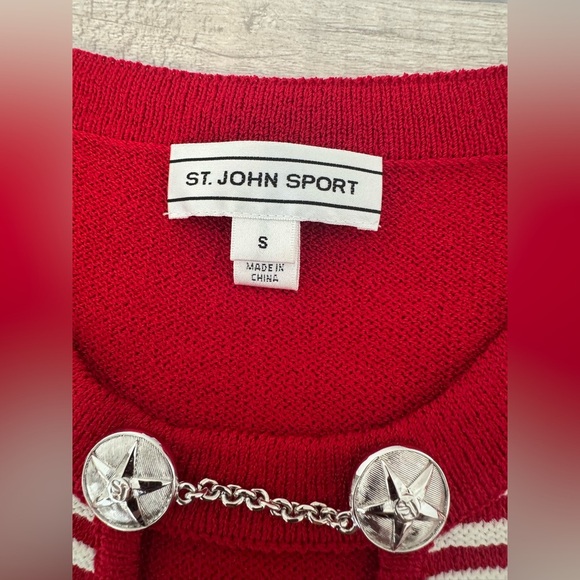 St. John Sport Santana Knit Sleeveless Top Striped Sand Dollar Accent Small READ - Picture 9 of 9